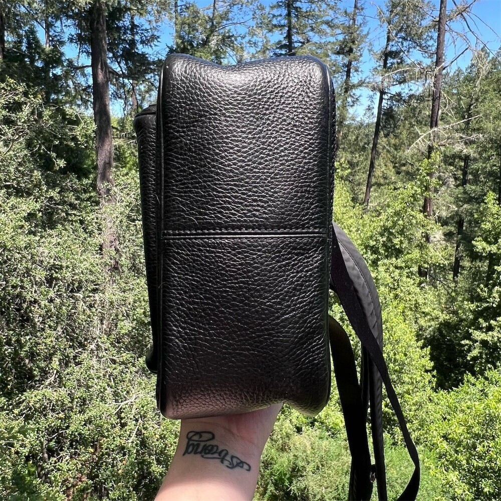 COACH Black Pebble Leather Mini Backpack Shoulder Bag w Gold Hardware AUTHENTIC - Picture 6 of 16